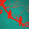 Red Birds on Branch